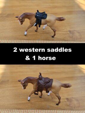 Breyer Stablemates 2 Western Saddles & Apricot Dun Horse